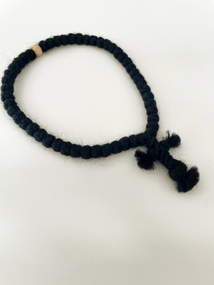Athonite Wool Prayer Rope with Light Wood Beads