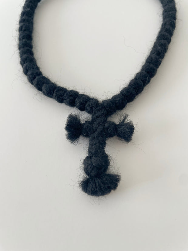 Athonite Wool Prayer Rope with Light Wood Beads