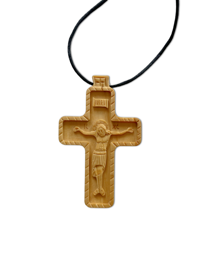 Hand Carved Boxwood Cross / Pendant - Athonite