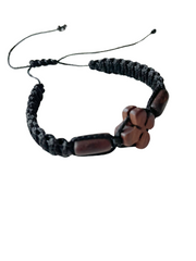 Bracelet with a Chestnut Wood Cross (Adjustable)