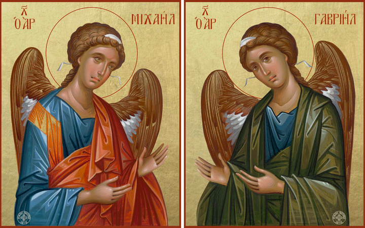 Set of Two Icons - Archangels Michael and Gabriel in Prayer