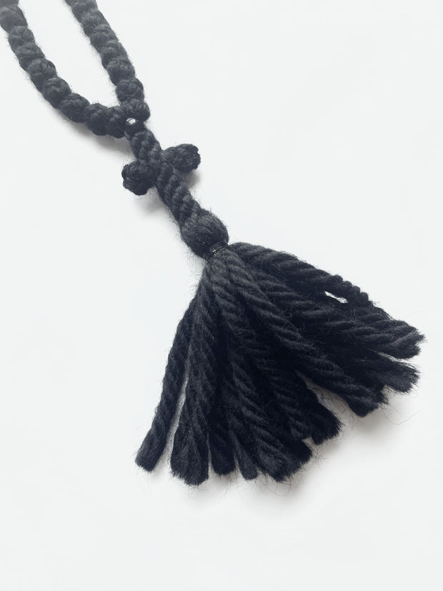 Wool Prayer Rope (Extra Long) with Knitted Cross & Tassel