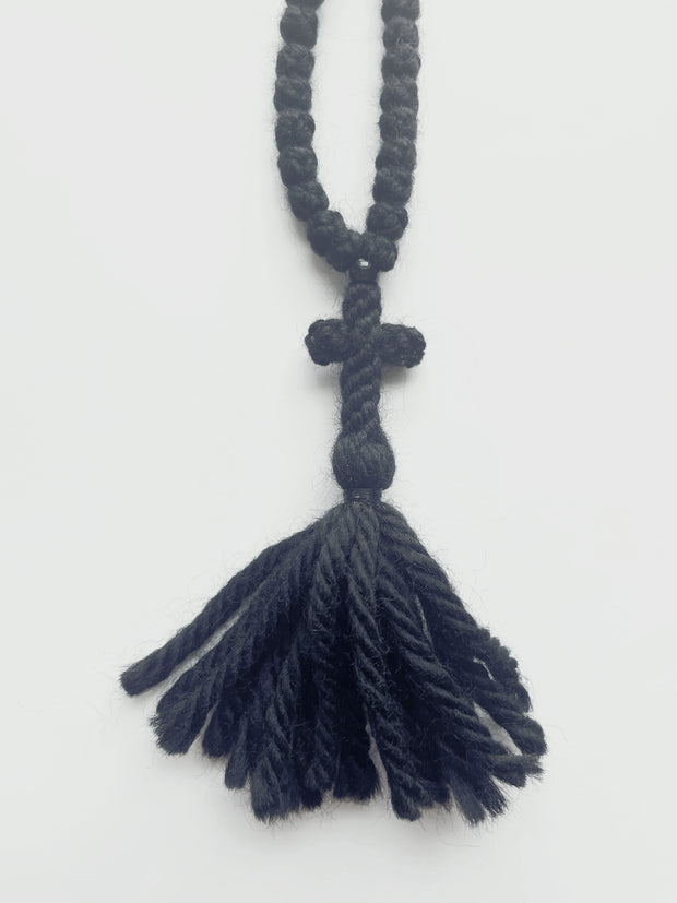 Wool Prayer Rope (Extra Long) with Knitted Cross & Tassel