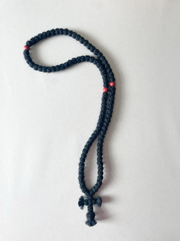 Wool Prayer Rope from Mount Athos (Crimson Bead)