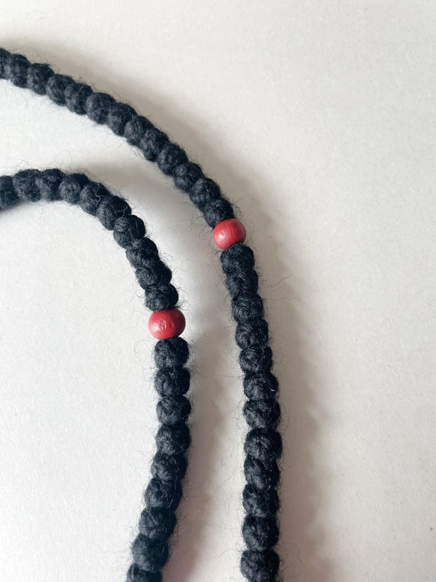 Wool Prayer Rope from Mount Athos (Crimson Bead)