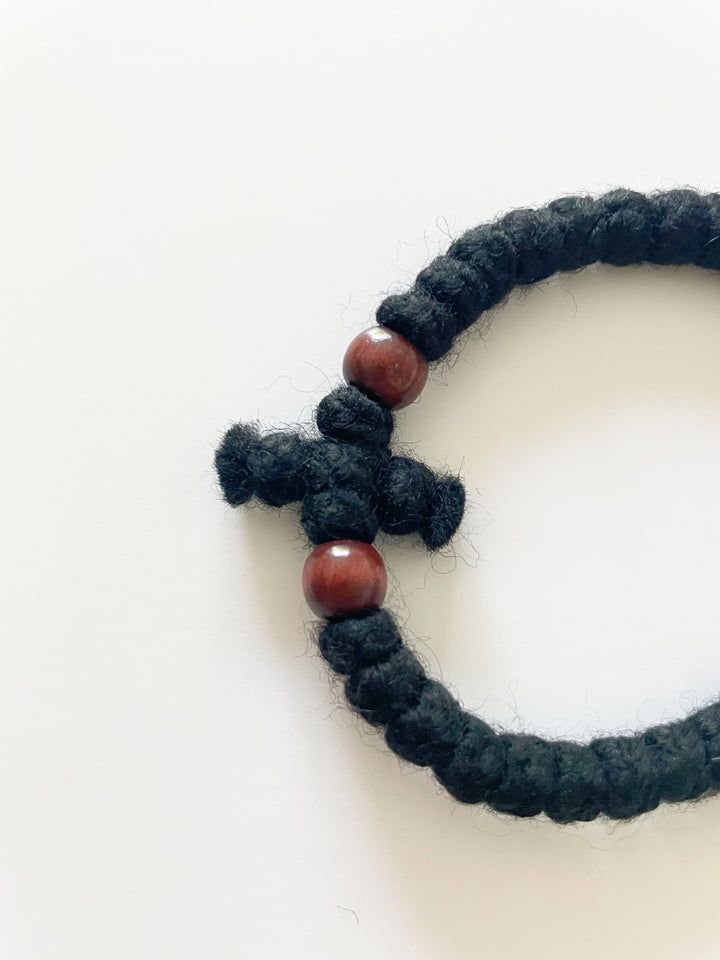 Wool Prayer Bracelet with Chestnut Wood Beads