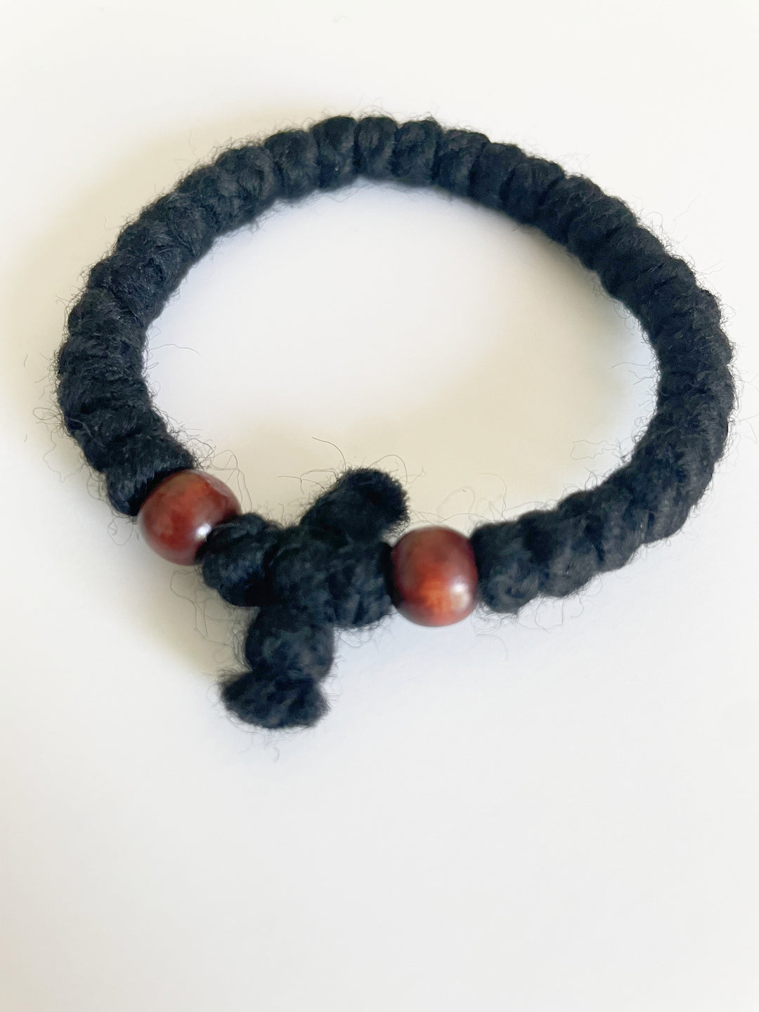 Wool Prayer Bracelet with Chestnut Wood Beads