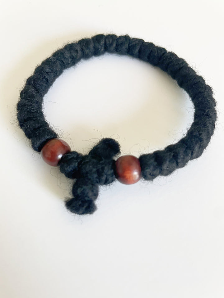 Wool Prayer Bracelet with Chestnut Wood Beads