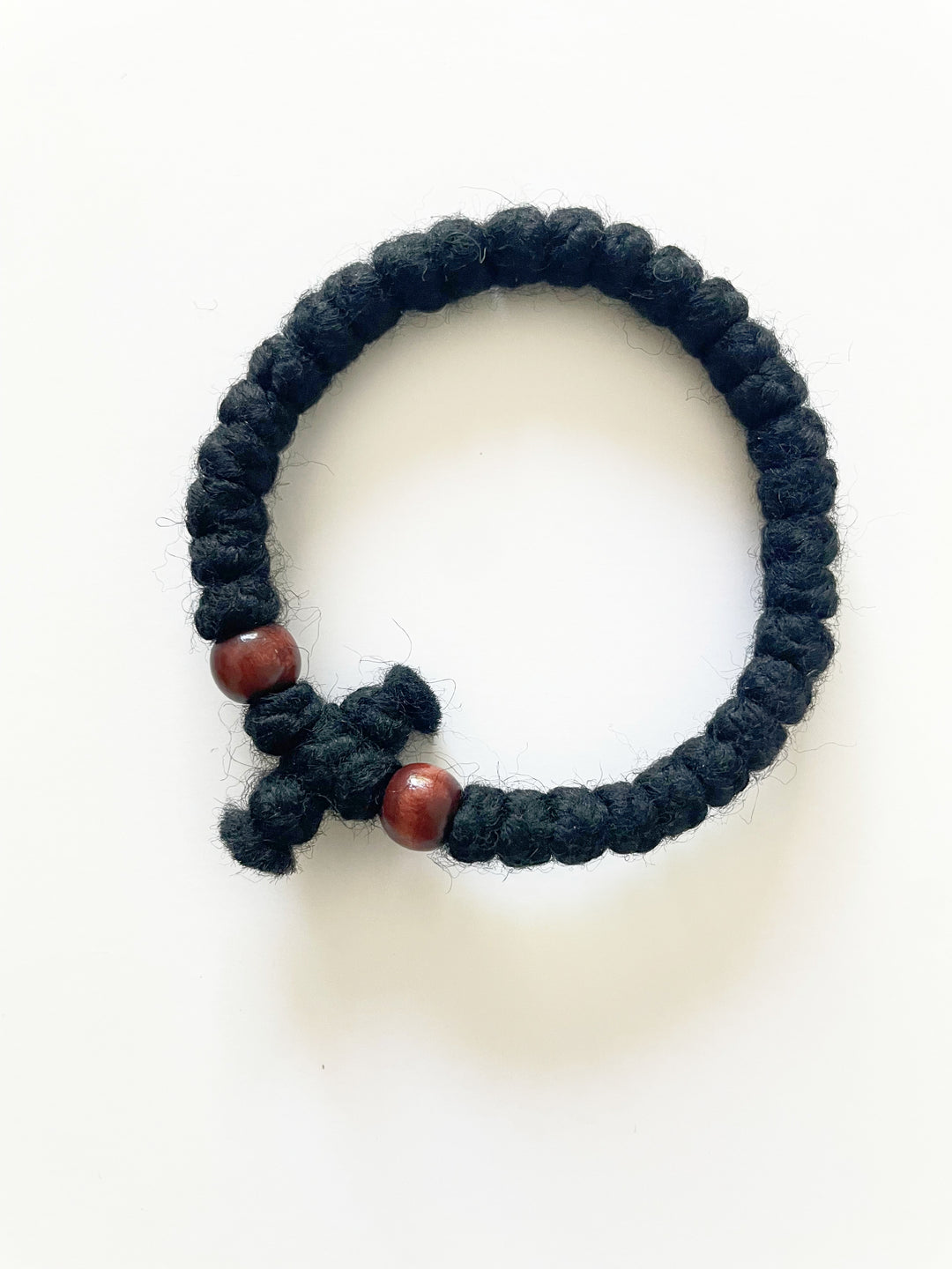 Wool Prayer Bracelet with Chestnut Wood Beads