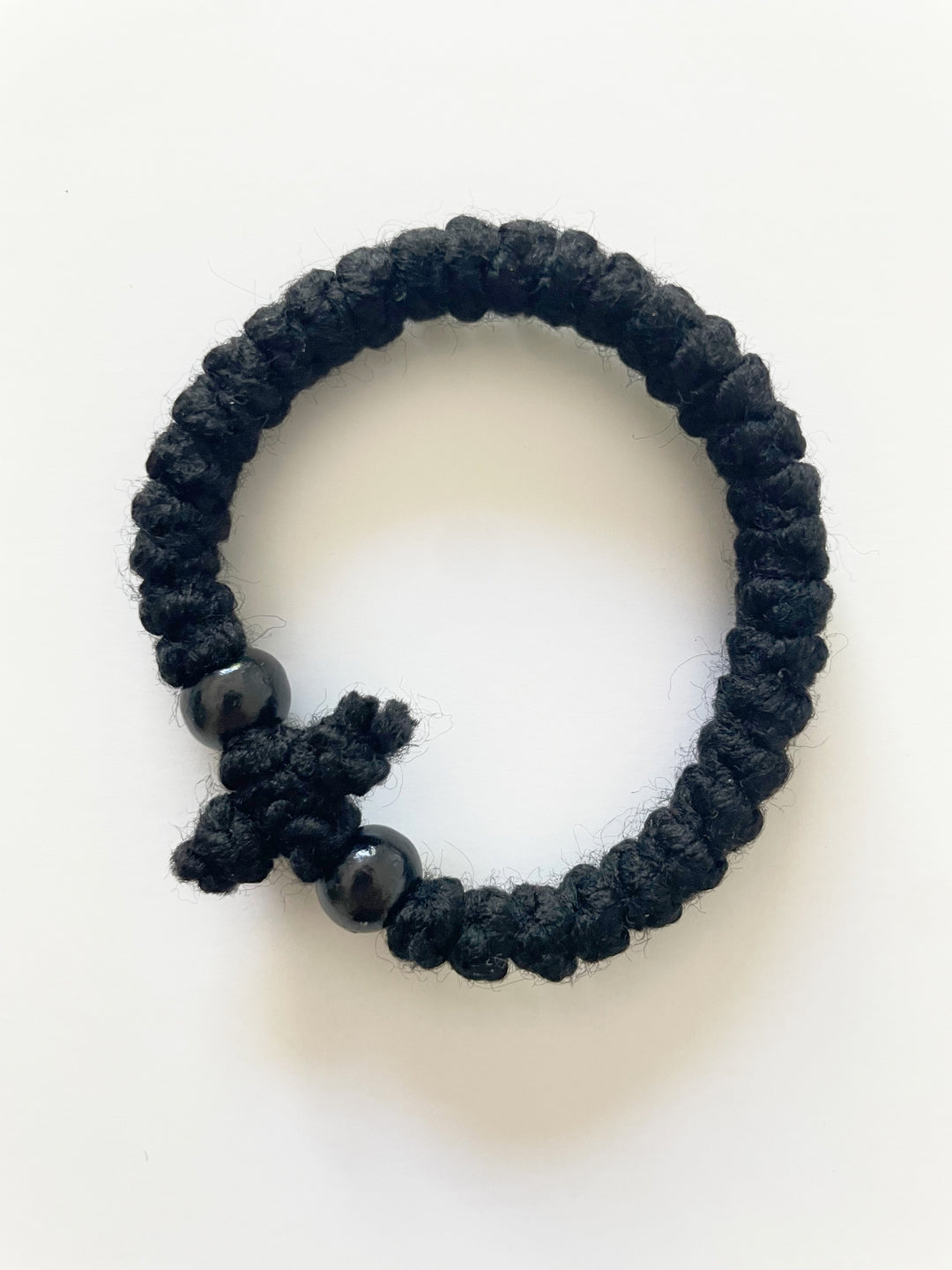 Wool Prayer Bracelet from Mount Athos (Black Bead)