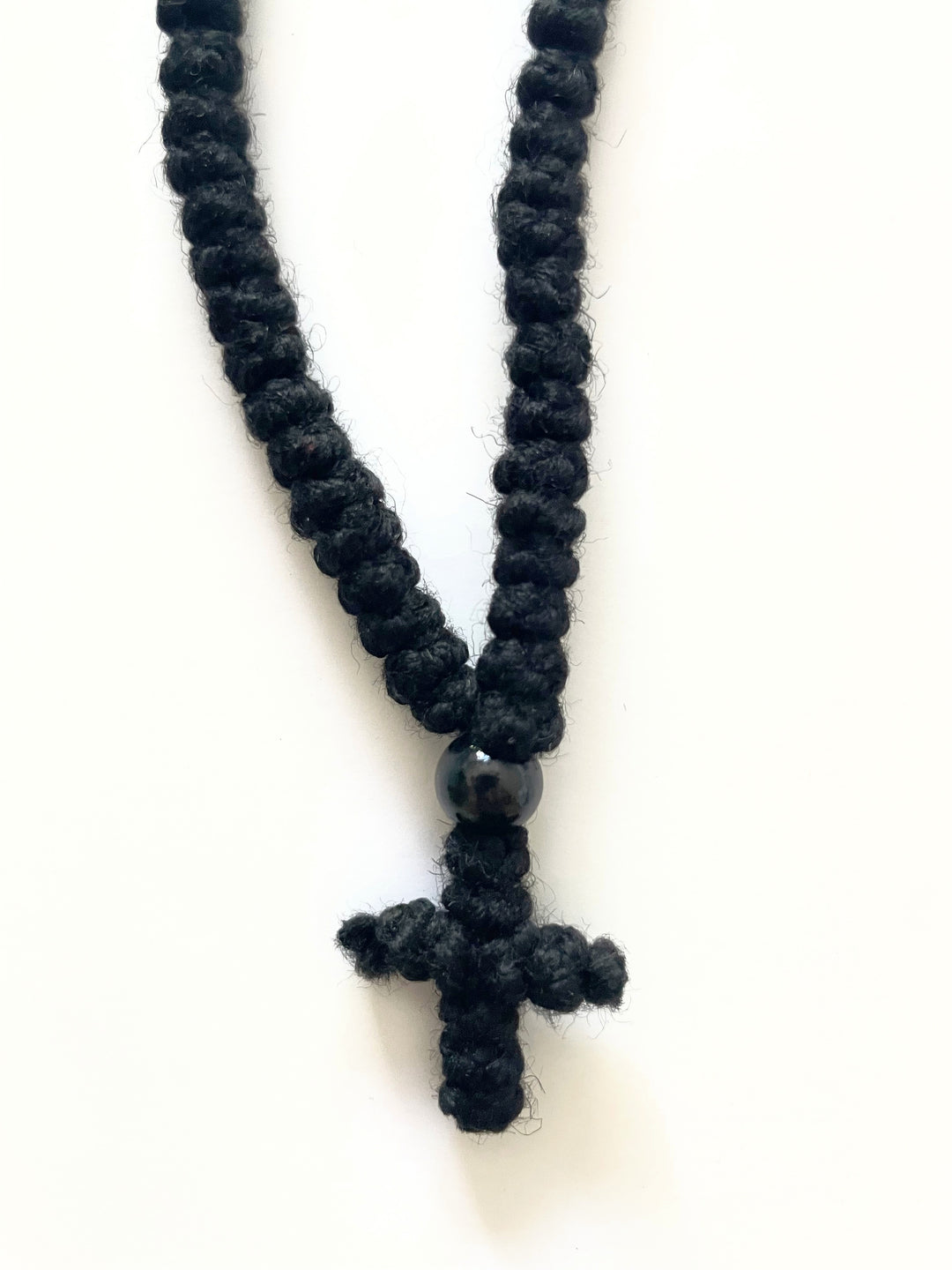 Wool Prayer Rope from Mount Athos (Black Bead)