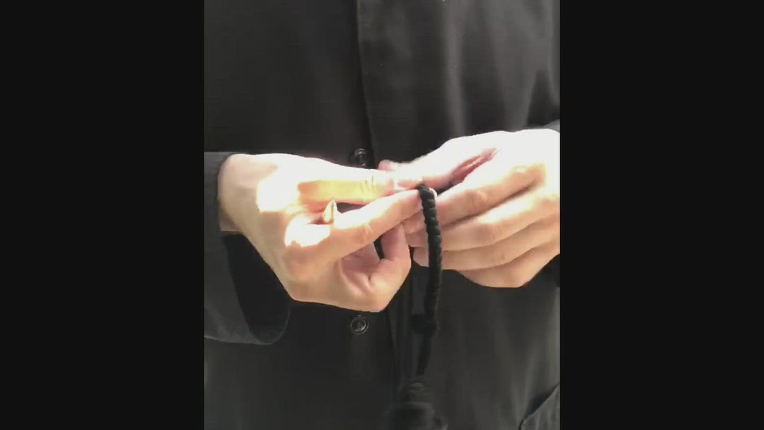 Wool Prayer Bracelet with Chestnut Wood Beads