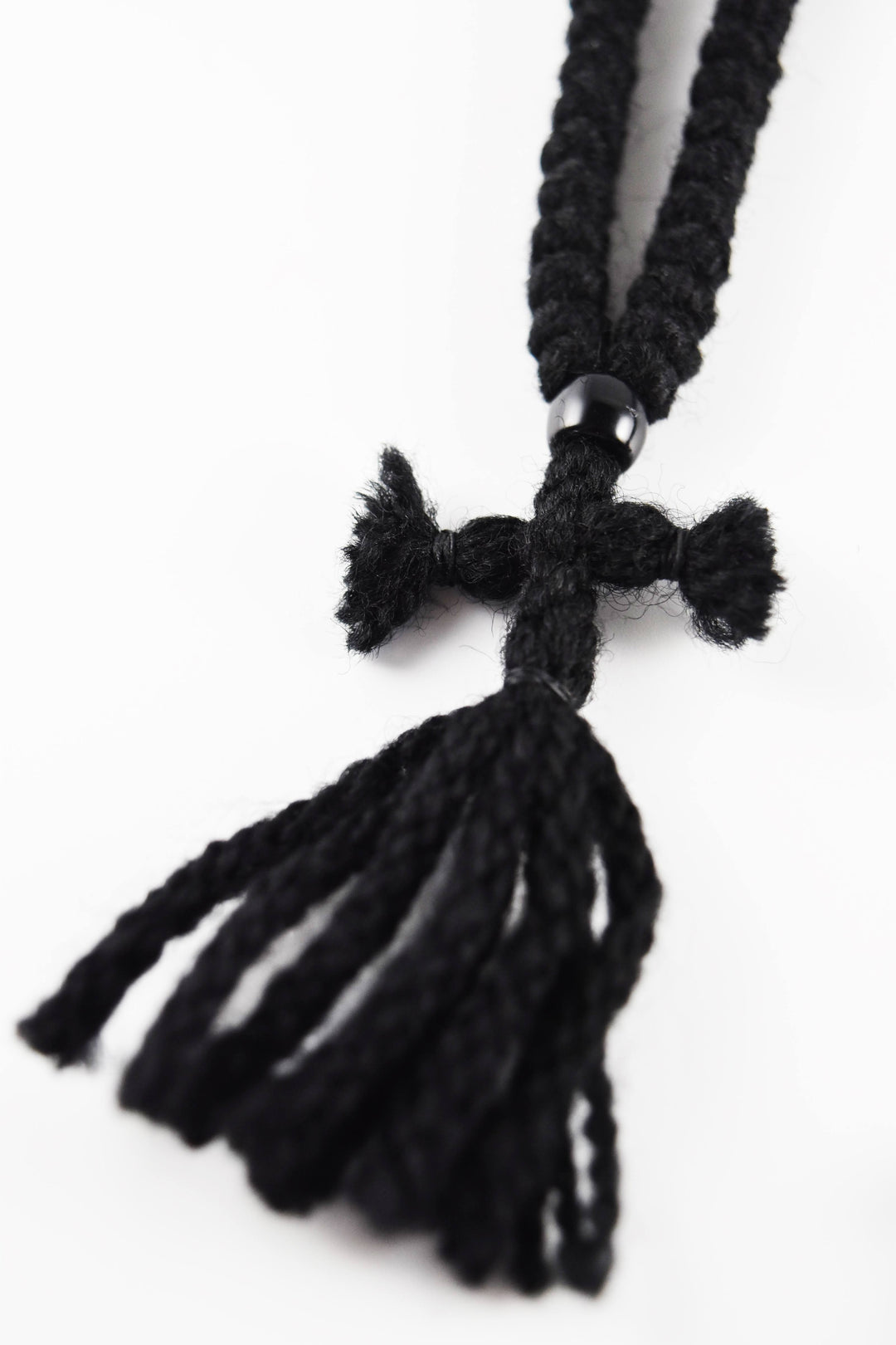 Wool Prayer Rope with Knitted Cross & Tassels - Athonite