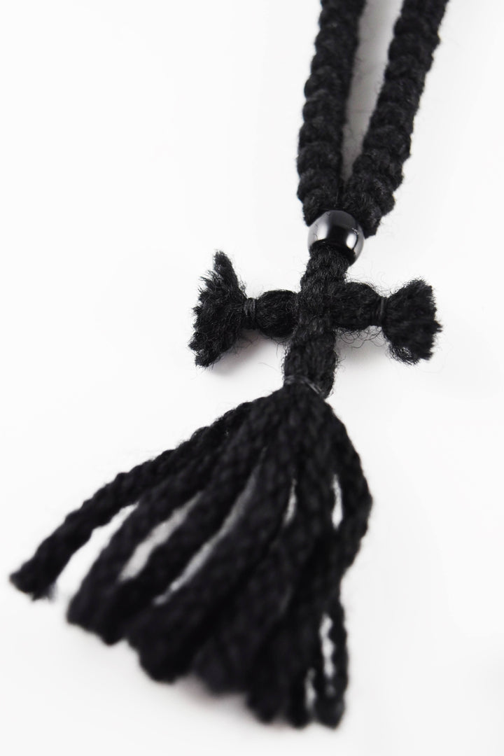 Wool Prayer Rope with Knitted Cross & Tassels - Athonite