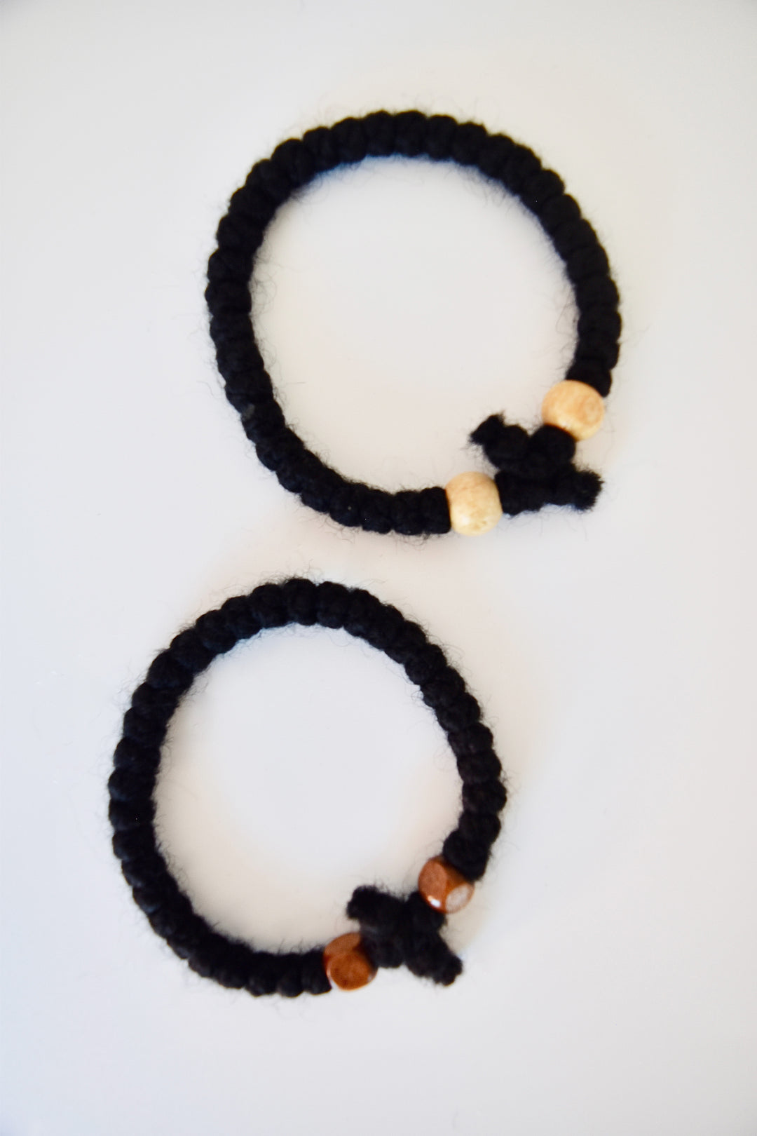 Wool Prayer Bracelet with Chestnut Wood Beads
